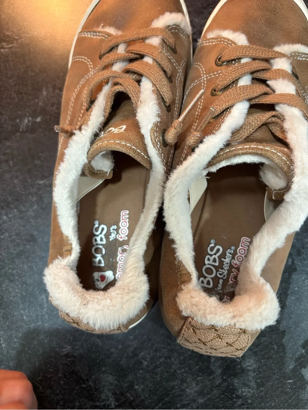 Skechers bobs Brown Faux-Fur Lined Casual Sneakers